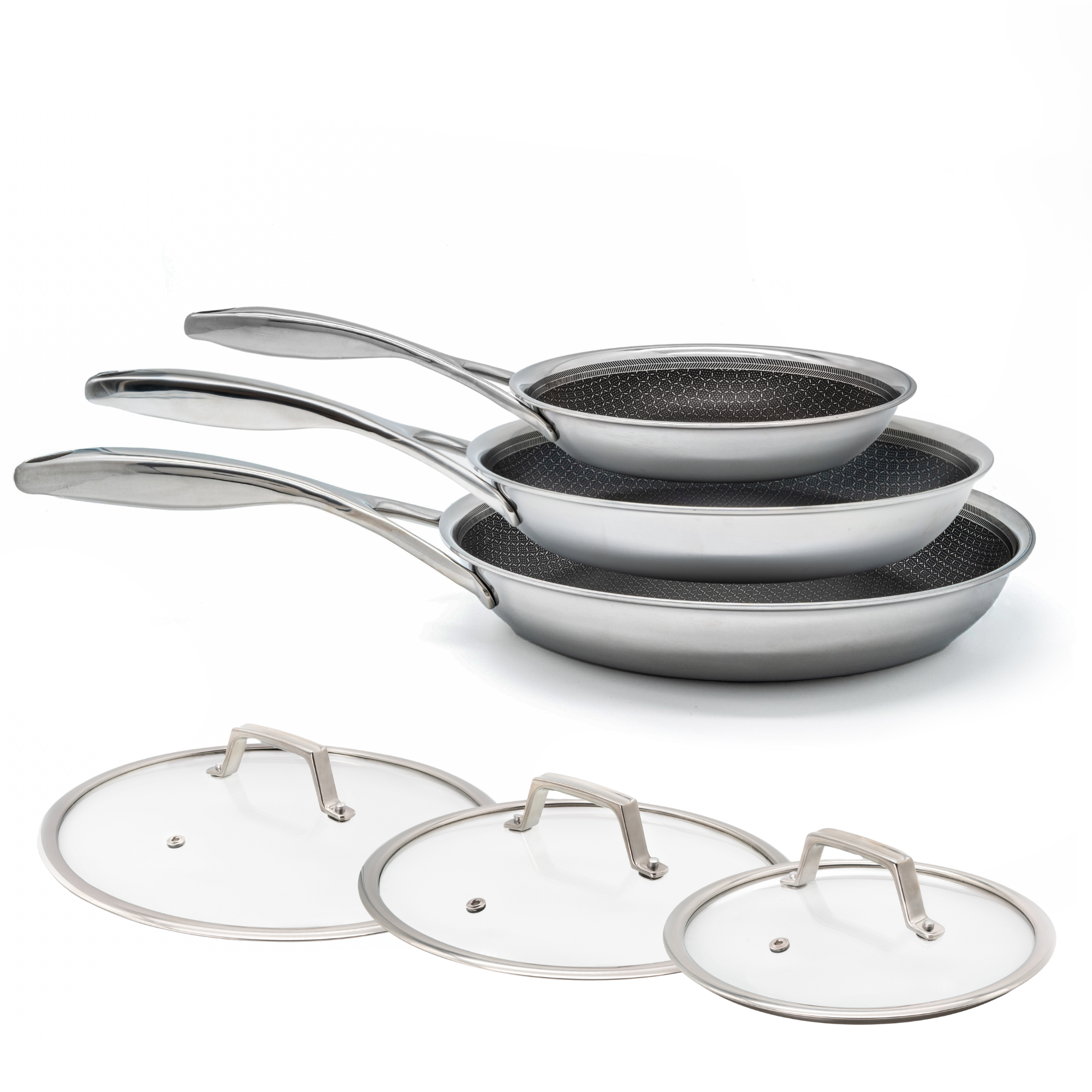 Hybrid frying pan set Ø 20, 24 & 28 3-piece with lids